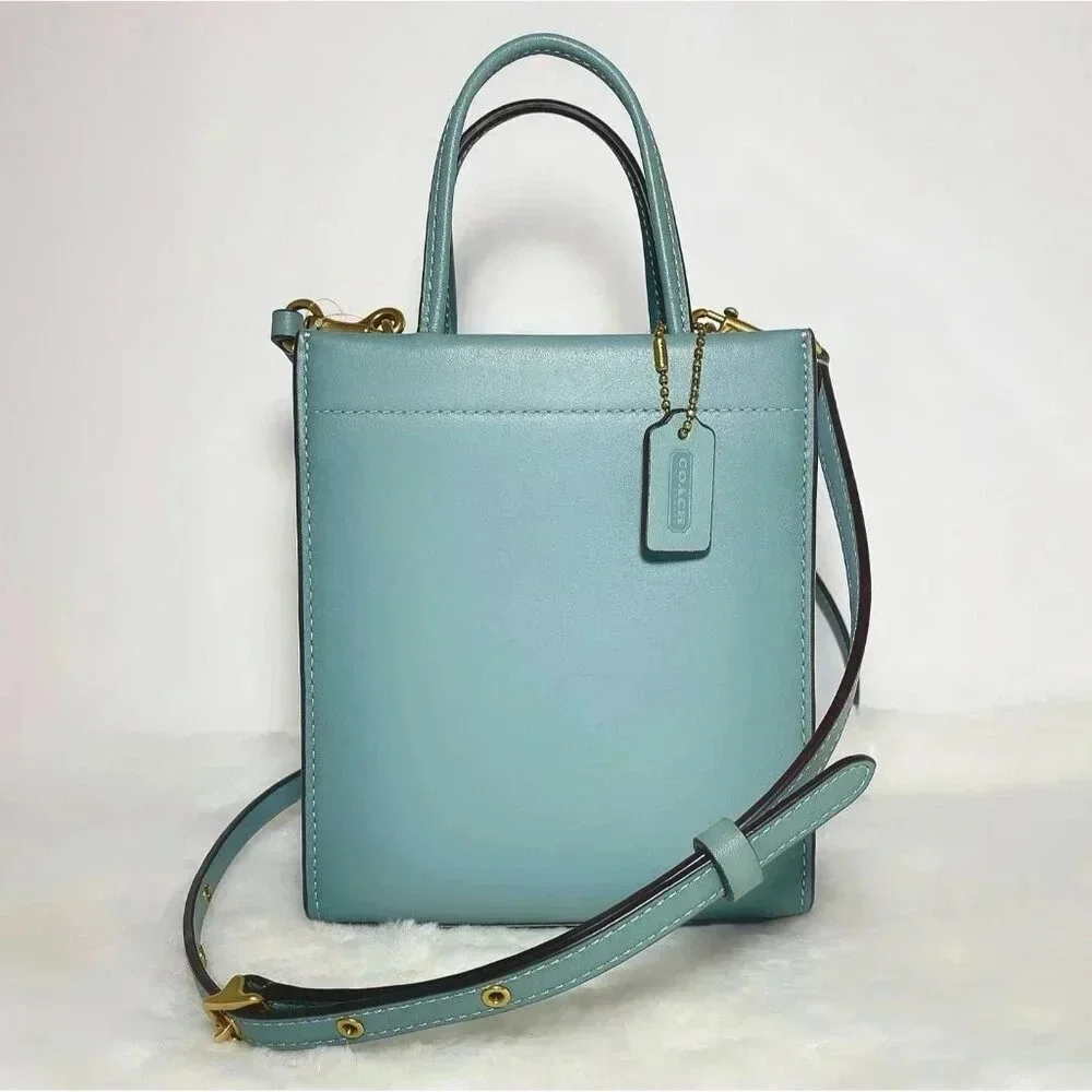 Coach Glove Tanned Leather Mini Cashin Carry Sage Green Tote Bag Purse NWT